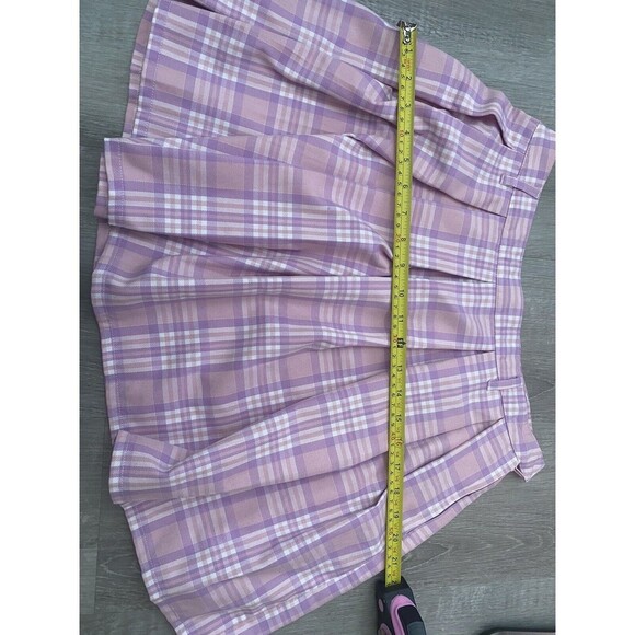 Coquette Y2k Style Sexy Schoolgirl Plaid Skater Skirt Pink Purple Pleat Sz 6 - Picture 8 of 9